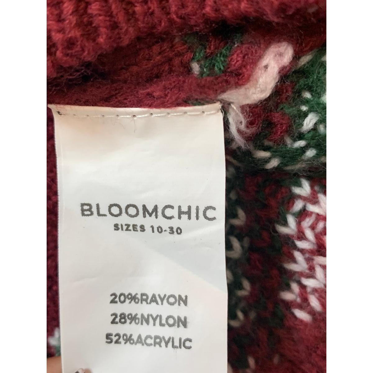BloomChic Sweater Womens Plus Size 26 Maroon Green Fair Isle Christmas