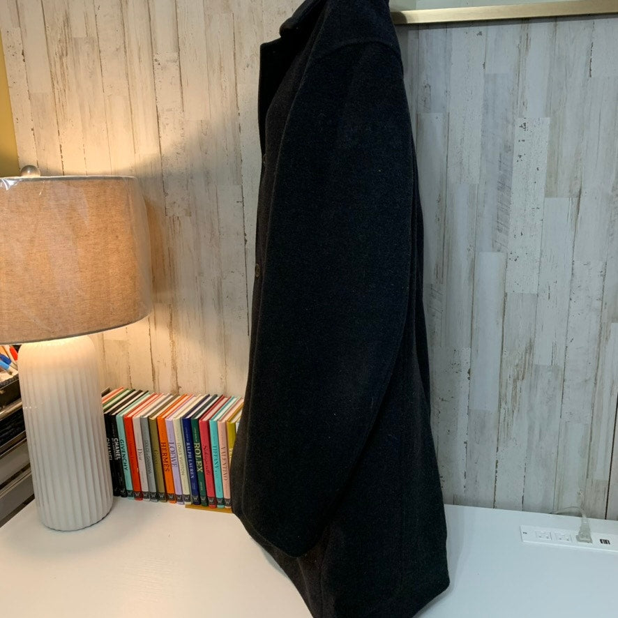 Banana Republic Wool Overcoat Mens Size Large Black Long Button