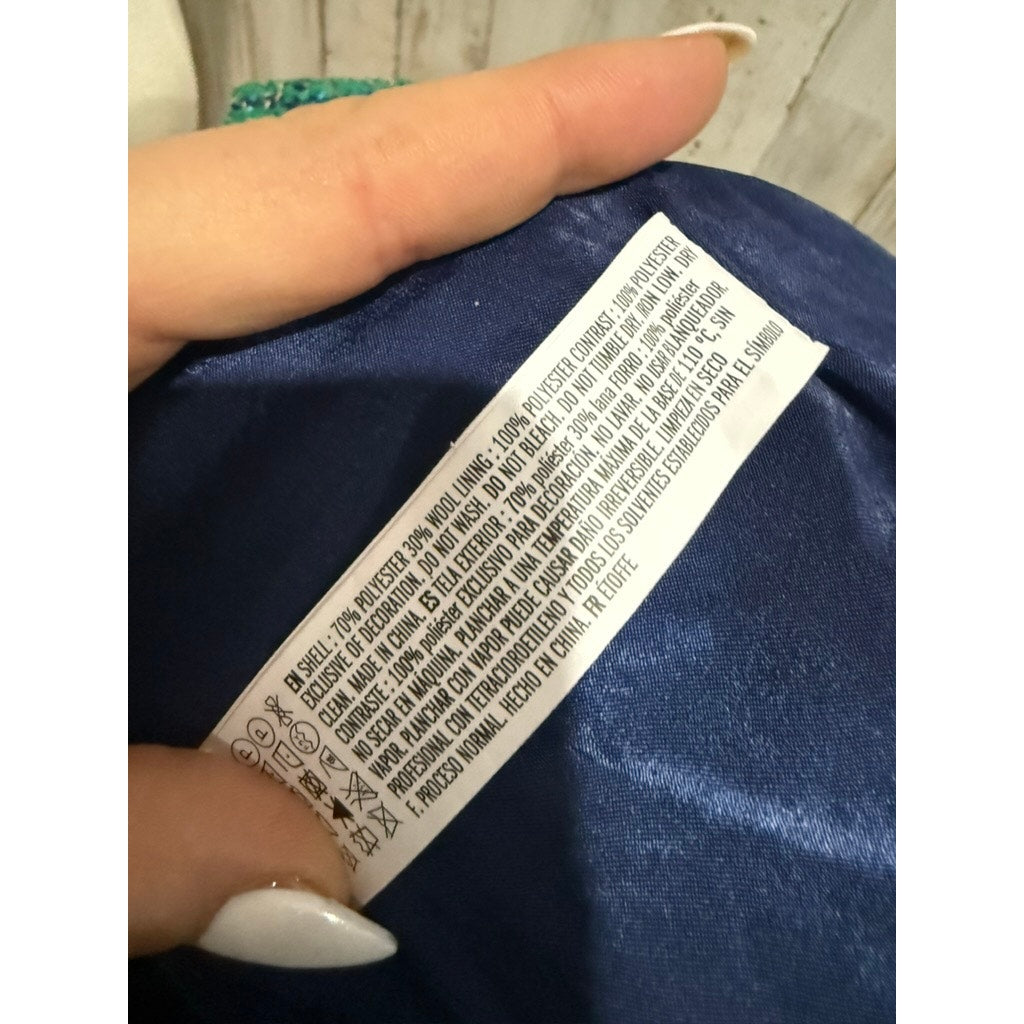 NWT TOCCIN Jacket Womens Size 4 Green Tweed Sequin Cropped Fringe Trim Gold