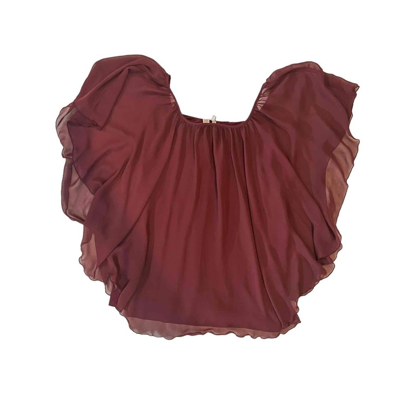 Est. 1946 Garnet Off-Shoulder Ruffle Detail Elastic Neckline Solid Blouse XL