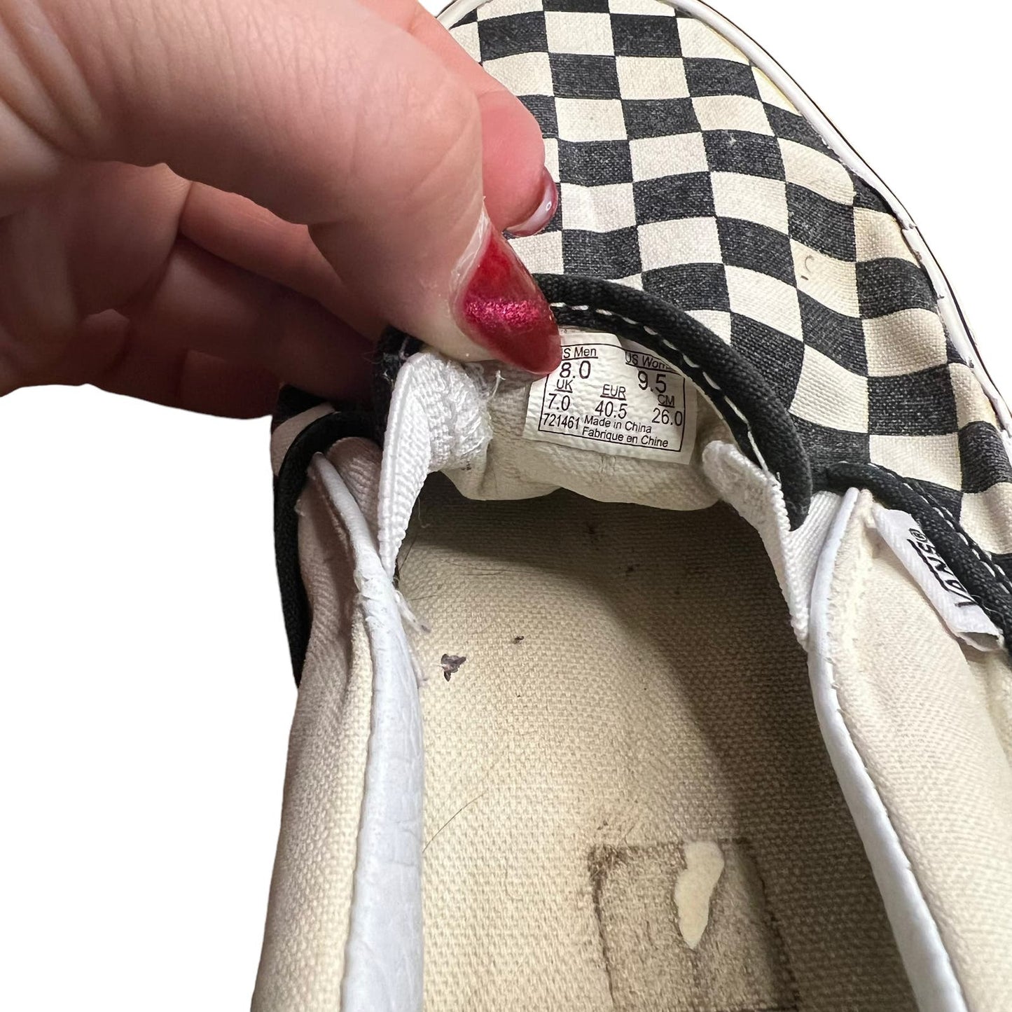 Vans Classic Checkerboard Slip-on Unisex Black/White Canvas Sneakers M5.5/W7