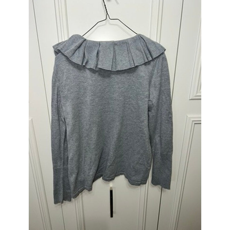 Michael Kors Women's XL Gray Ruffled Knit Pullover Sweater Casual