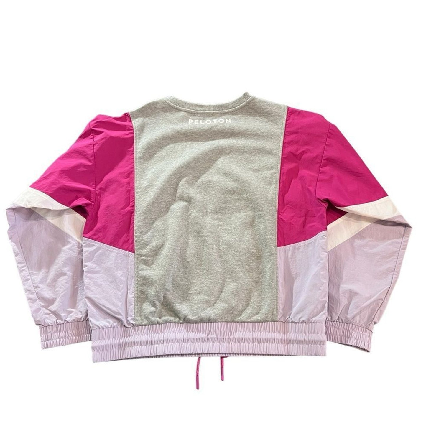NWT Peloton Chic Pullover Sweatshirt Womens Medium Colorblock Gray Pink Purple