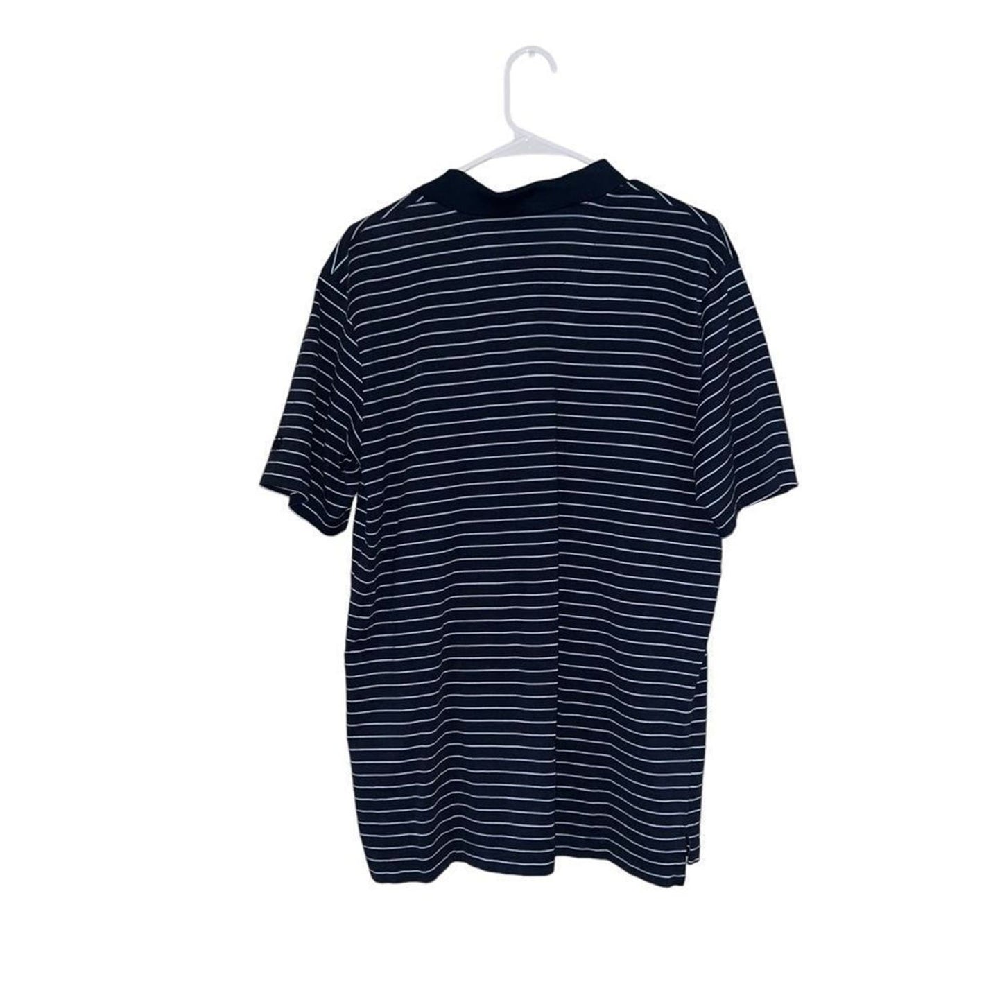Ben Hagen Men's Size Large Navy Blue Striped Polo