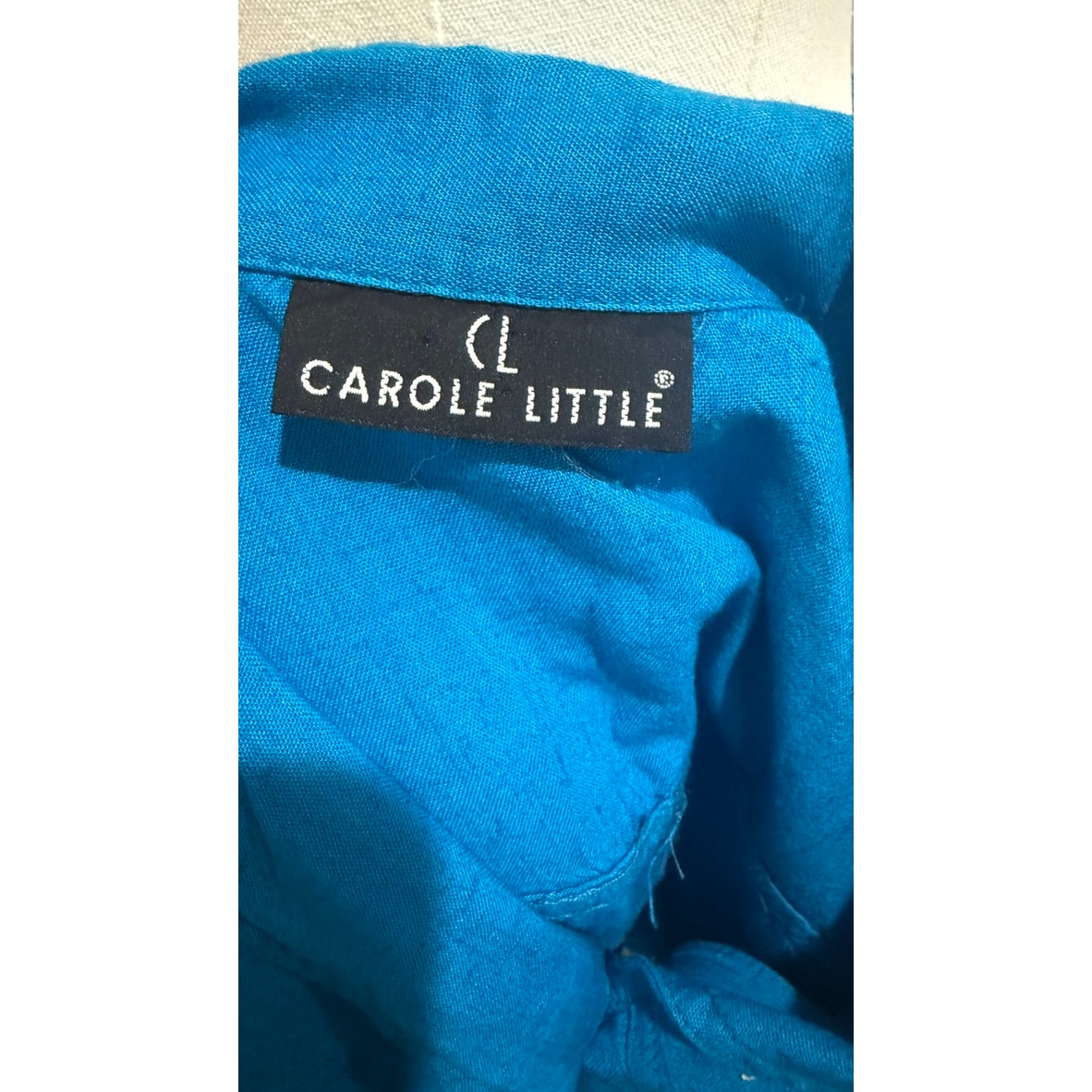 Carole Little Pant Suit Set Womens Size 8 Bright Blue 2-Piece Short Sleeve