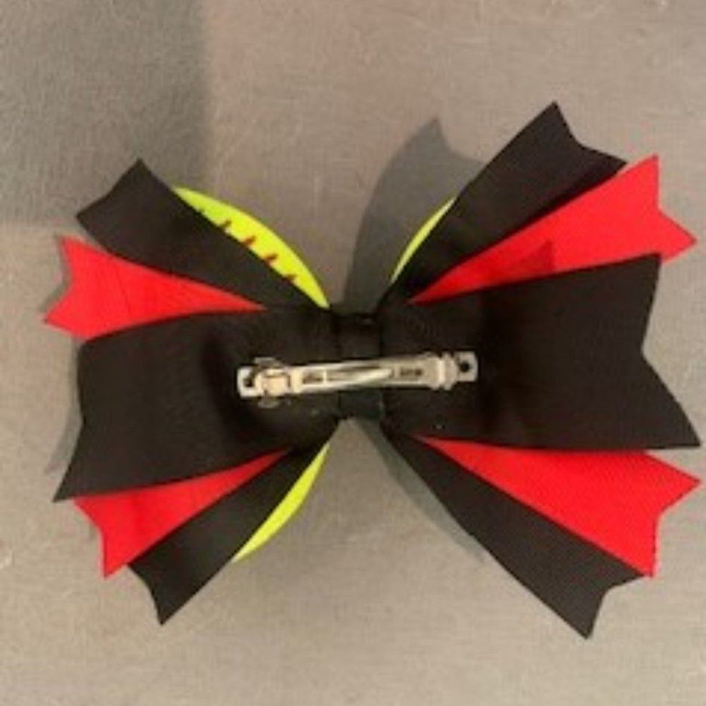 Softball yellow/black/red big hair bow EUC