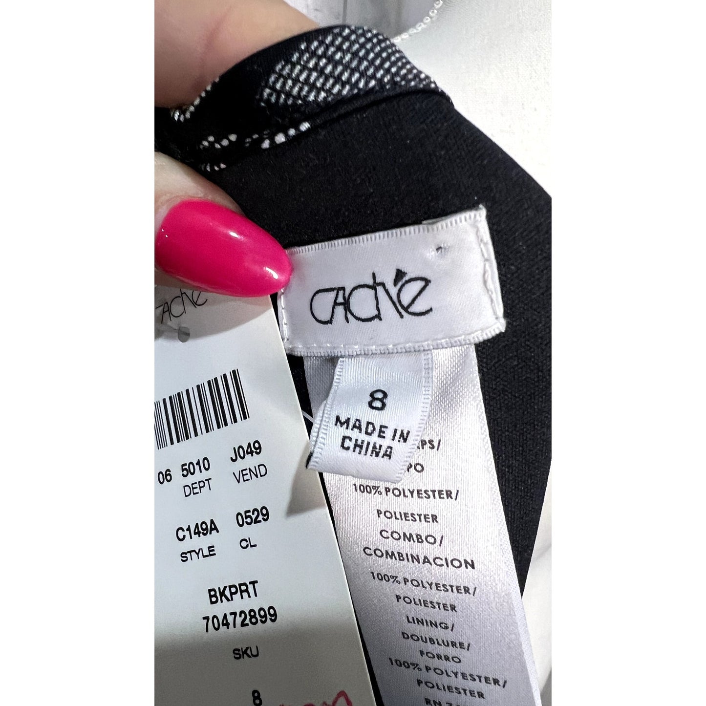 NWT Cache Women's Size 8 Black & White Striped Sleeveless Cocktail Dress
