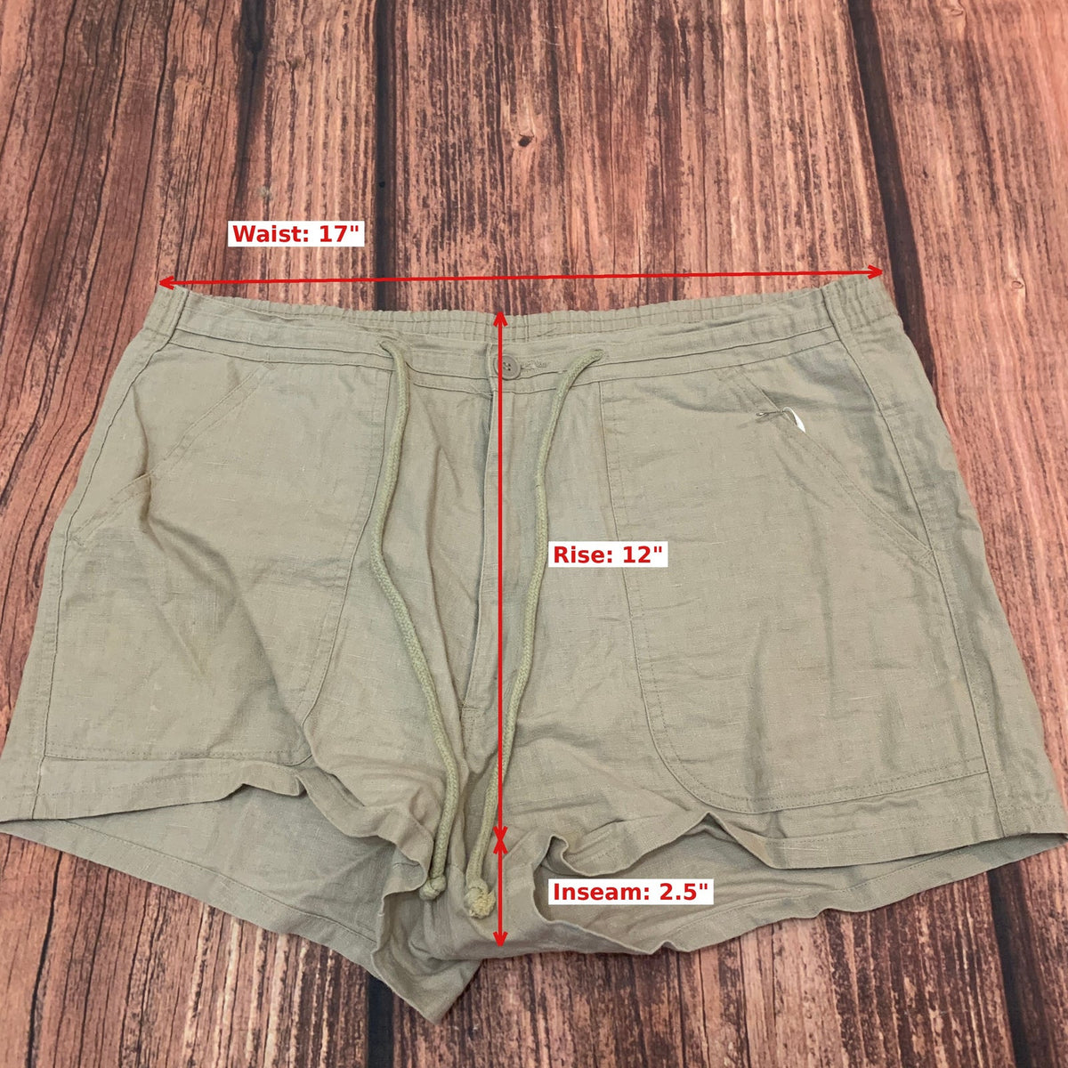 Island Image Khaki Tie Waist Shorts Size 34 Men’s Ramie