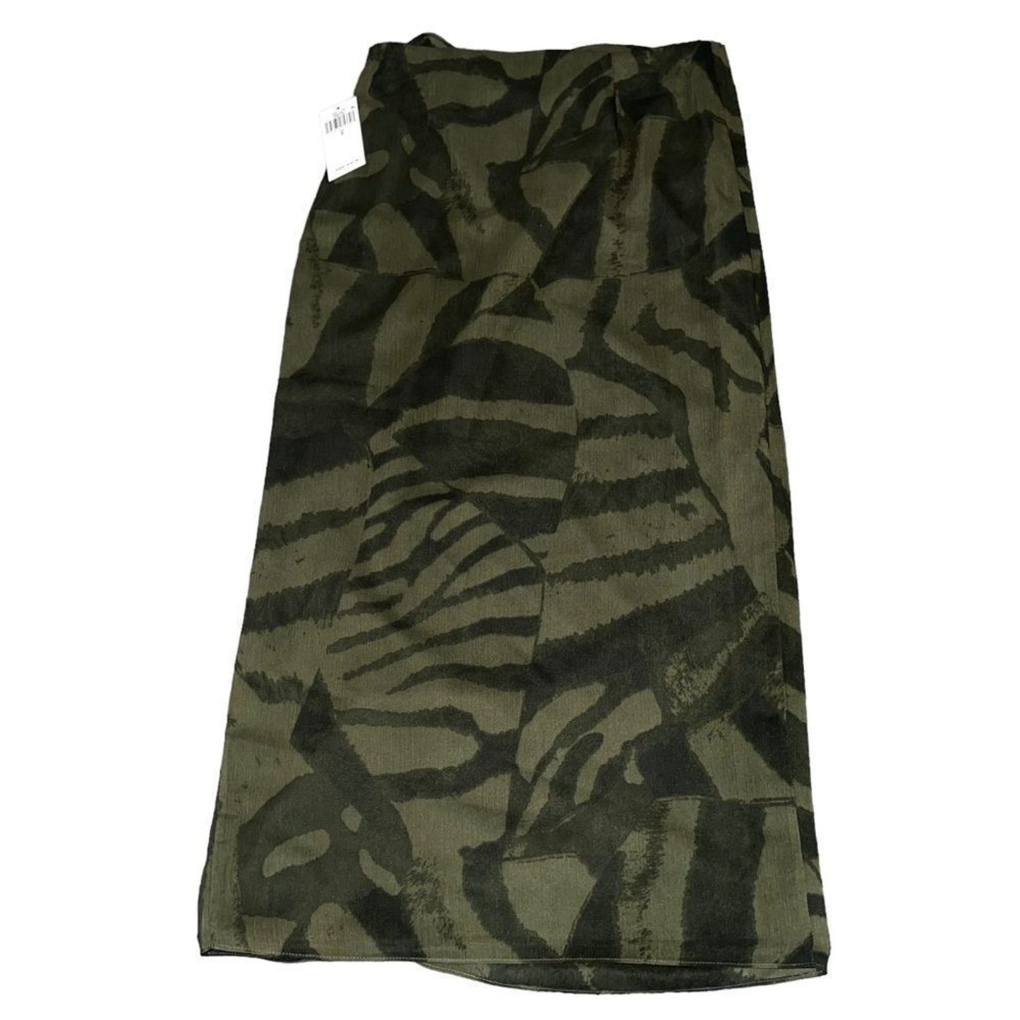 NWT Lauren Ralph Lauren Skirt Womens Size 2 Green Zebra Print Wrap Midi Ruffle