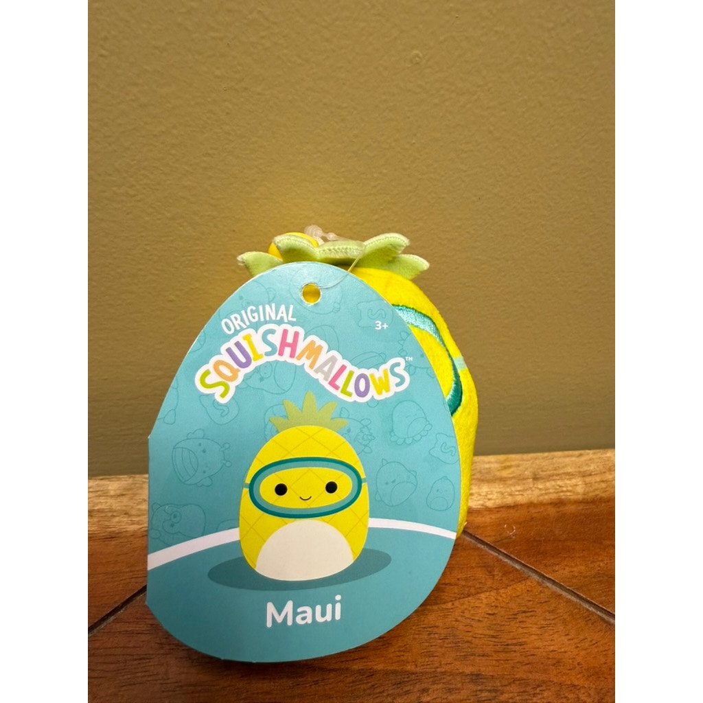 NWT Squishmallows 3.5" Maui Pineapple with Scuba Mask Clip Plush Toy