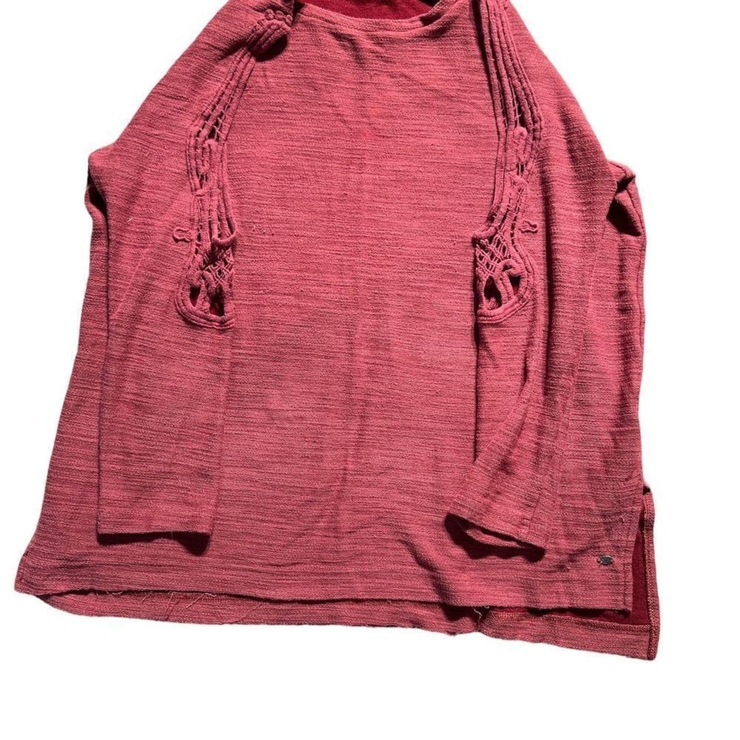 American Eagle Women's Small Red Knit Blouse with Cold Shoulder & 3/4 Sleeves