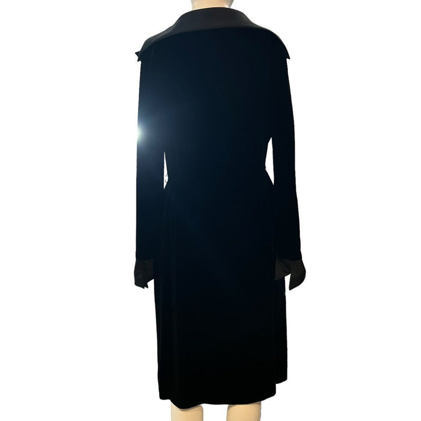 Abe Schrader Coat Womens Size 4 Black Long Wrap Overcoat Velvet Shawl