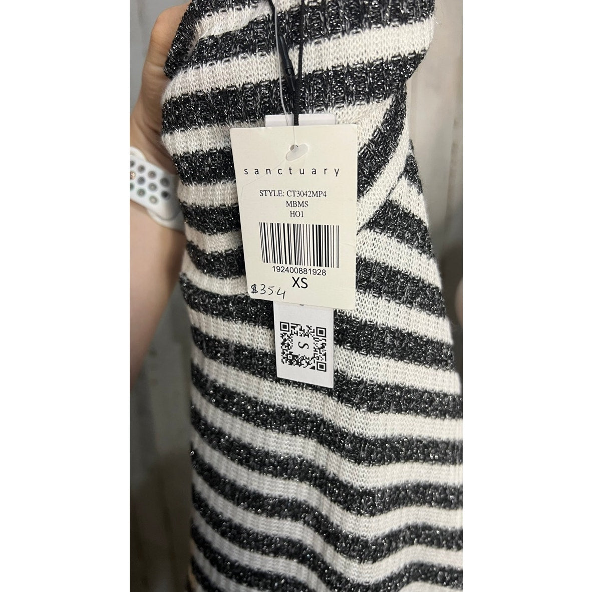 NWT Sanctuary Women's XS Metallic Stripe Turtleneck Sweater Multicolor