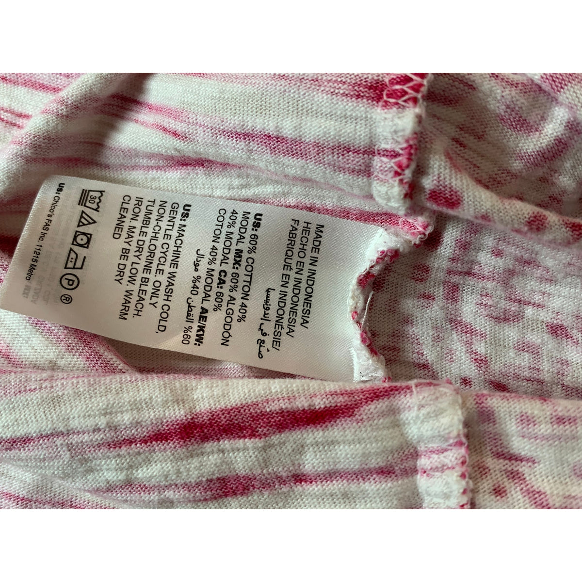 Chico's Top Womens Size 0 (Small) Pink Medallion Print Boat Neck Short Sleeve