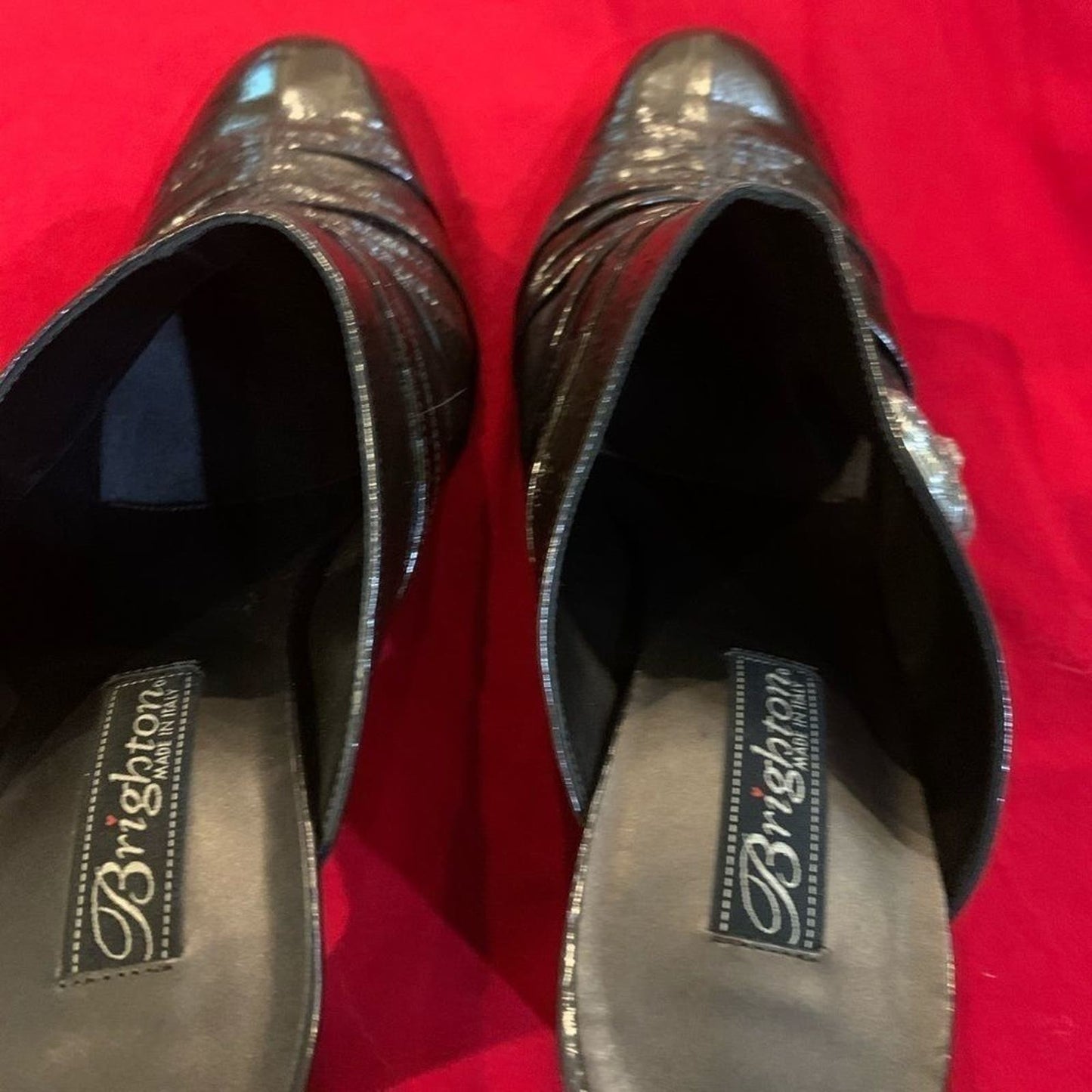 Brighton Rubens Bronze Patent Croc Leather Mules 10