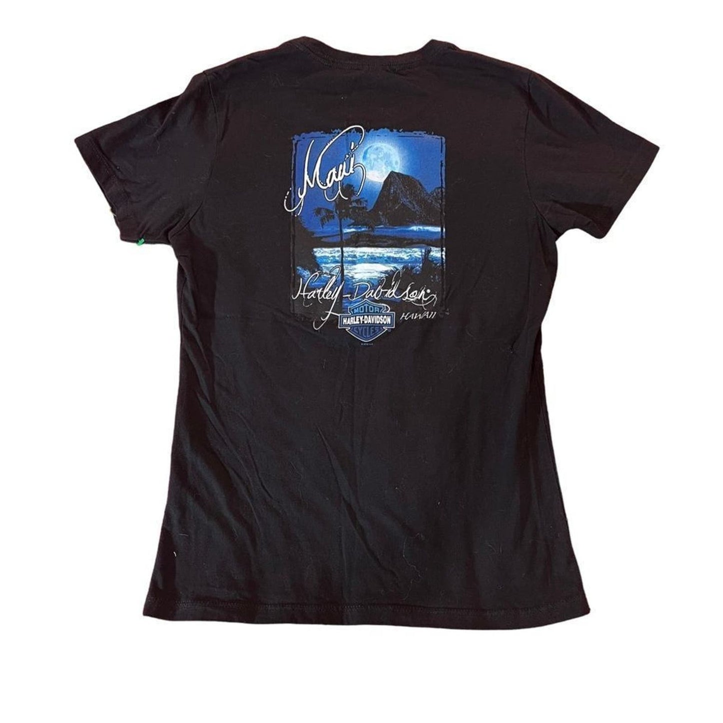 Harley Davidson Maui Hawaii T Shirt Women Double Sided Graphic Black Size Small
