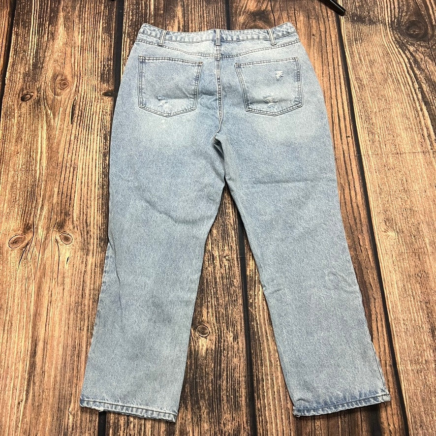 No Boundaries Women's High Rise Distressed Straight Jeans Size 17 Blue