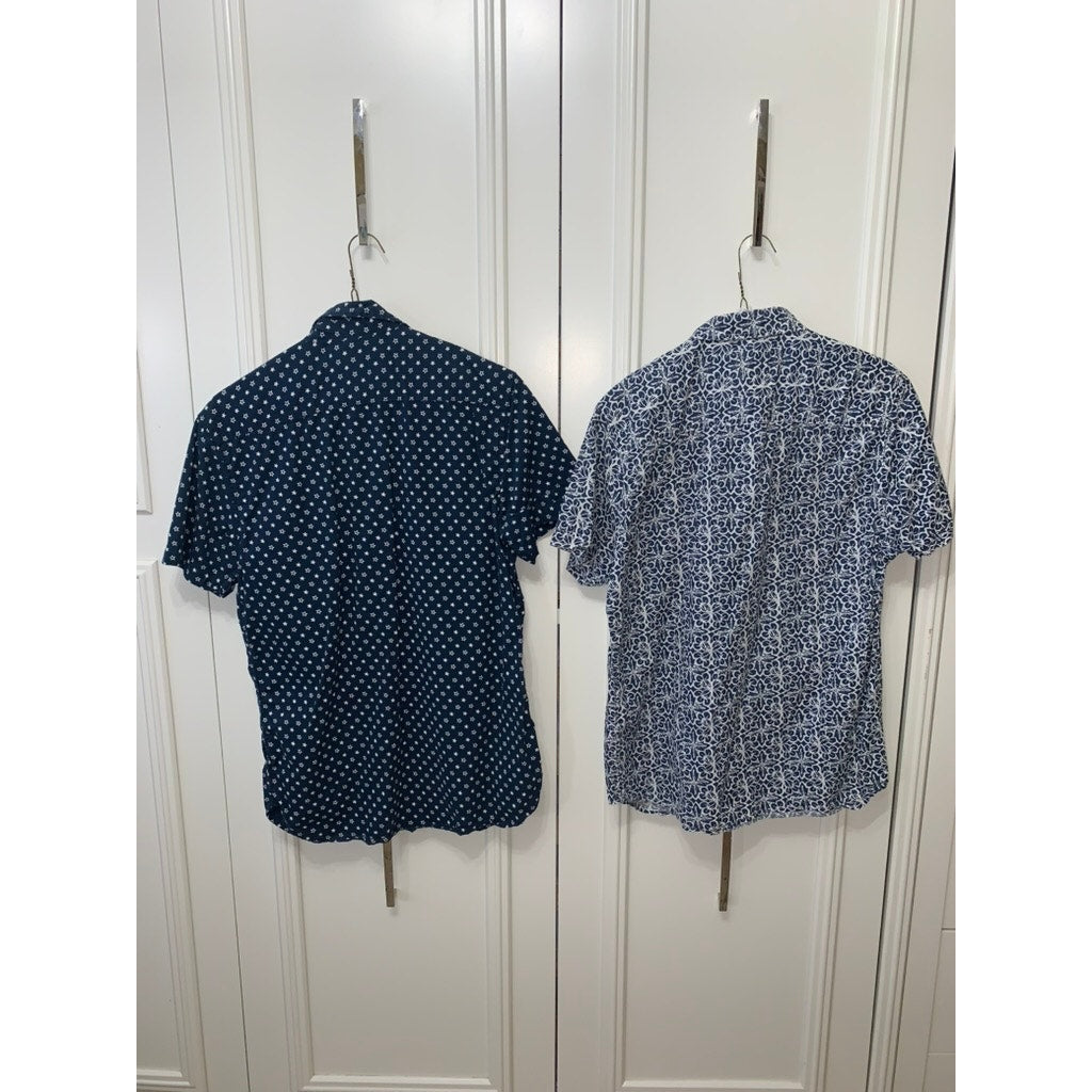 Men's Short Sleeve Button-Down Shirts Set of 2 Multicolor Geometric Medium