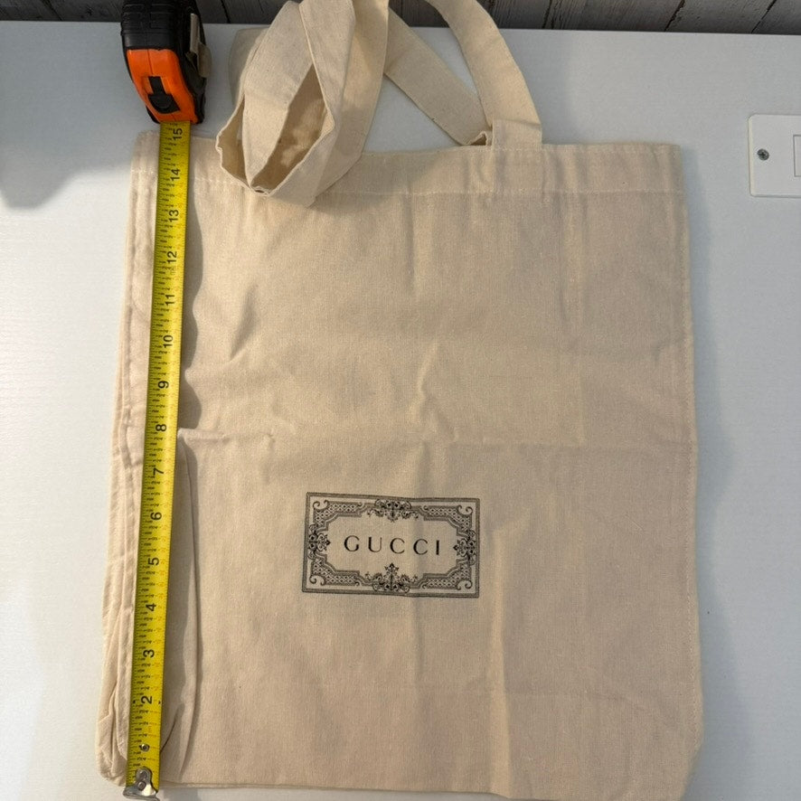 Gucci Tote Bag Womens Large Cream Beige Logo Print Open Top Reusable