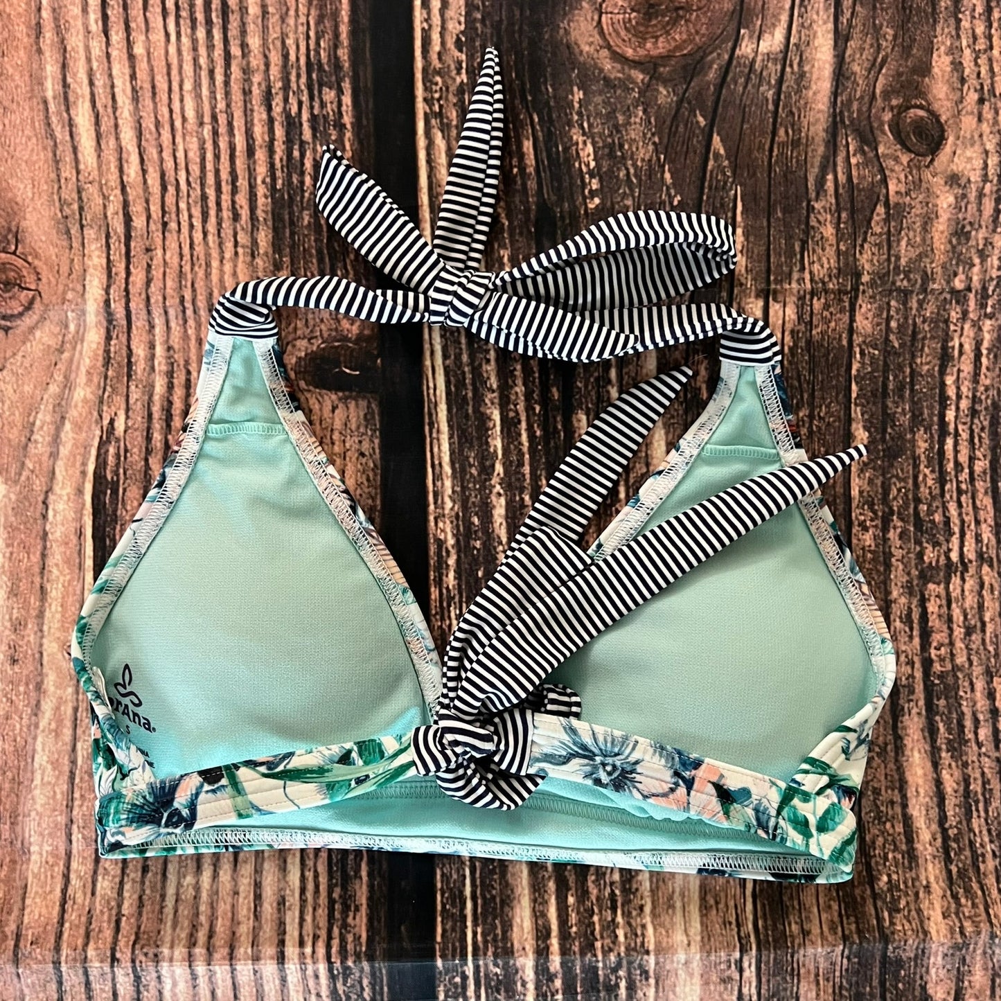 prAna Women's Halter Bikini Top Small Multicolor Floral Tropical Swimwear