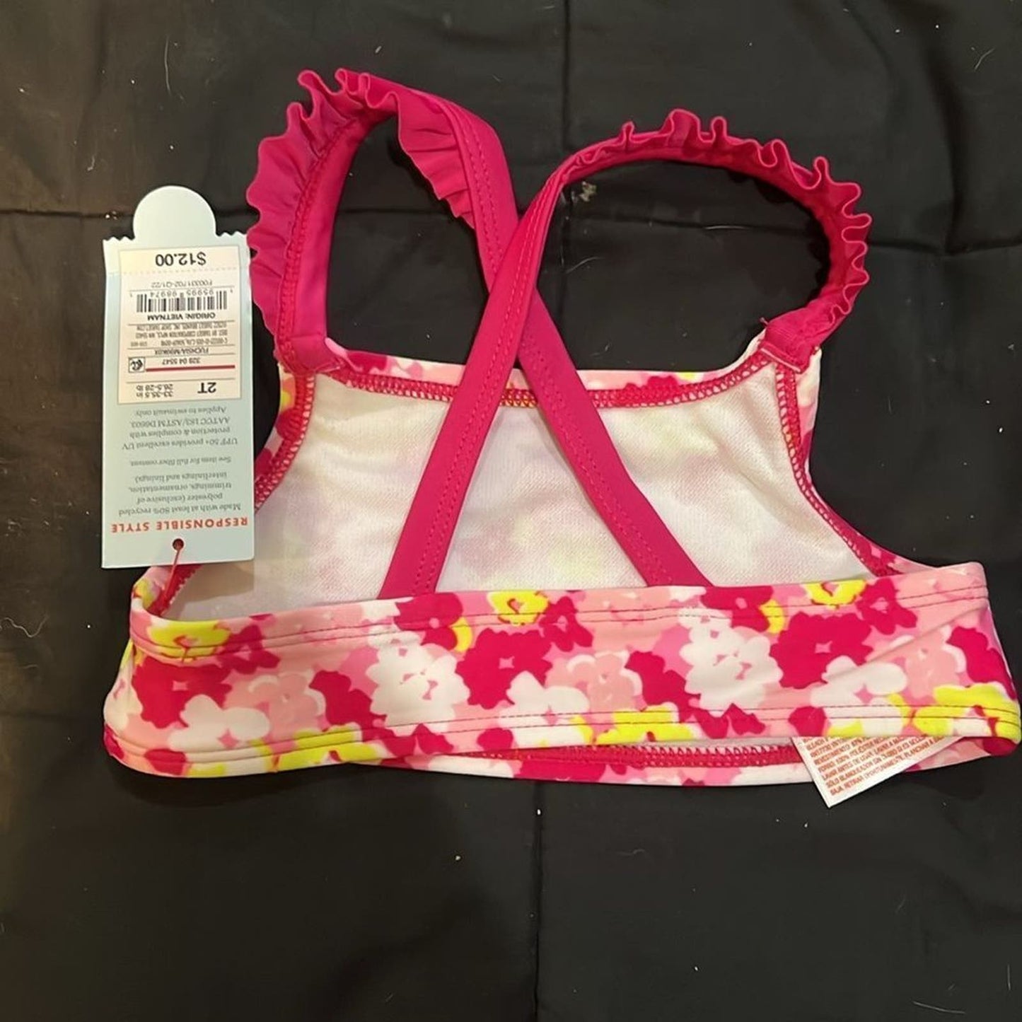 Cat & Jack Toddler Girls' Floral Bikini Top Swimsuit Pink 2T NEW
