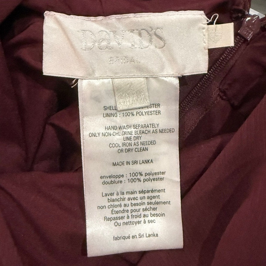David's Bridal Women's Burgundy Chiffon Gown Off Shoulder Formal Dress Size 2