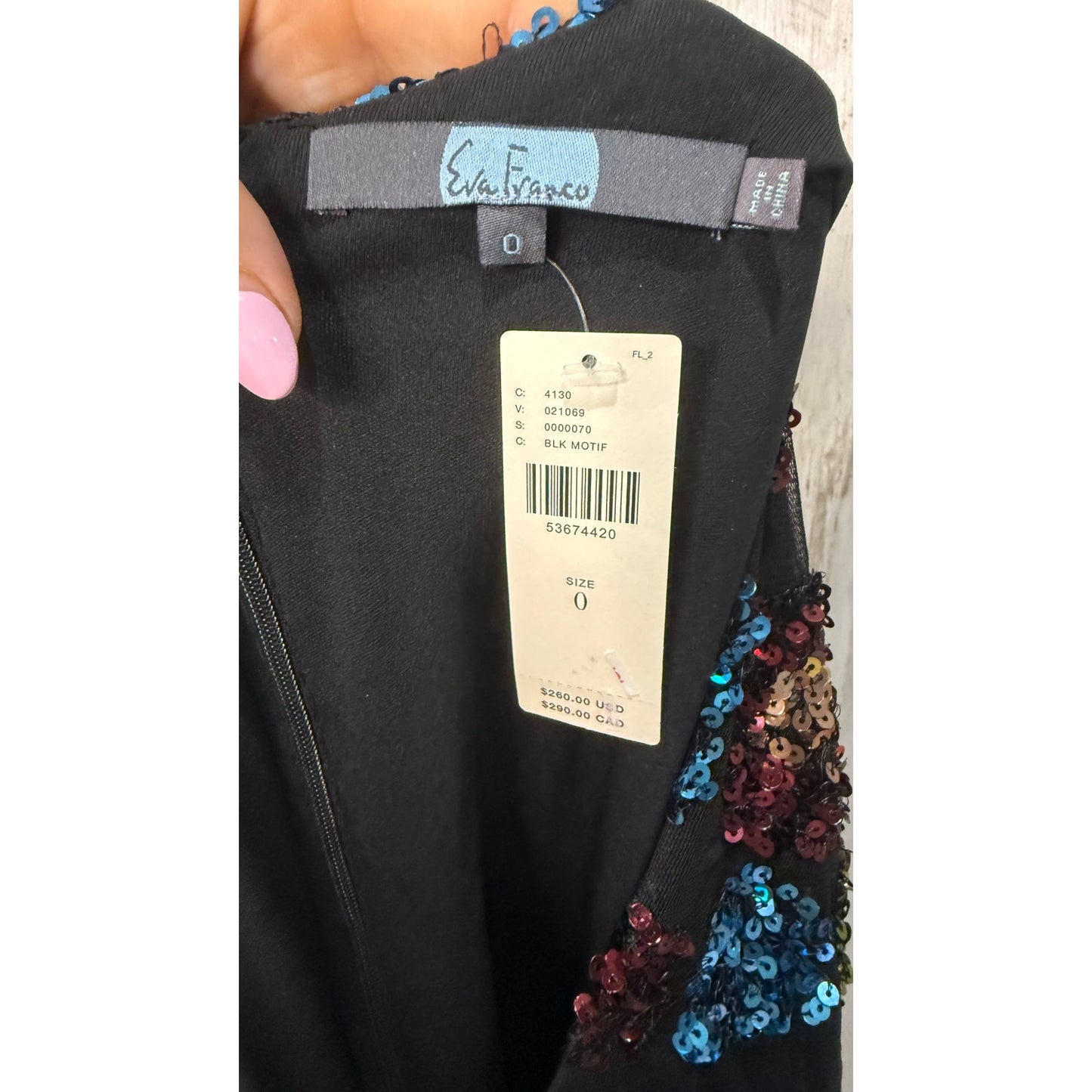 NWT Eva Franco Glenna Sequined Midi Dress Multicolor Size 0 Party/Cocktail