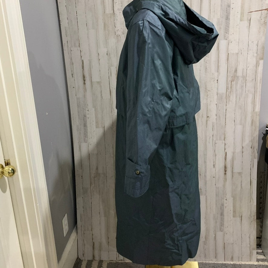 Fleet Street Womens Hooded Trench Raincoat Green Size 14