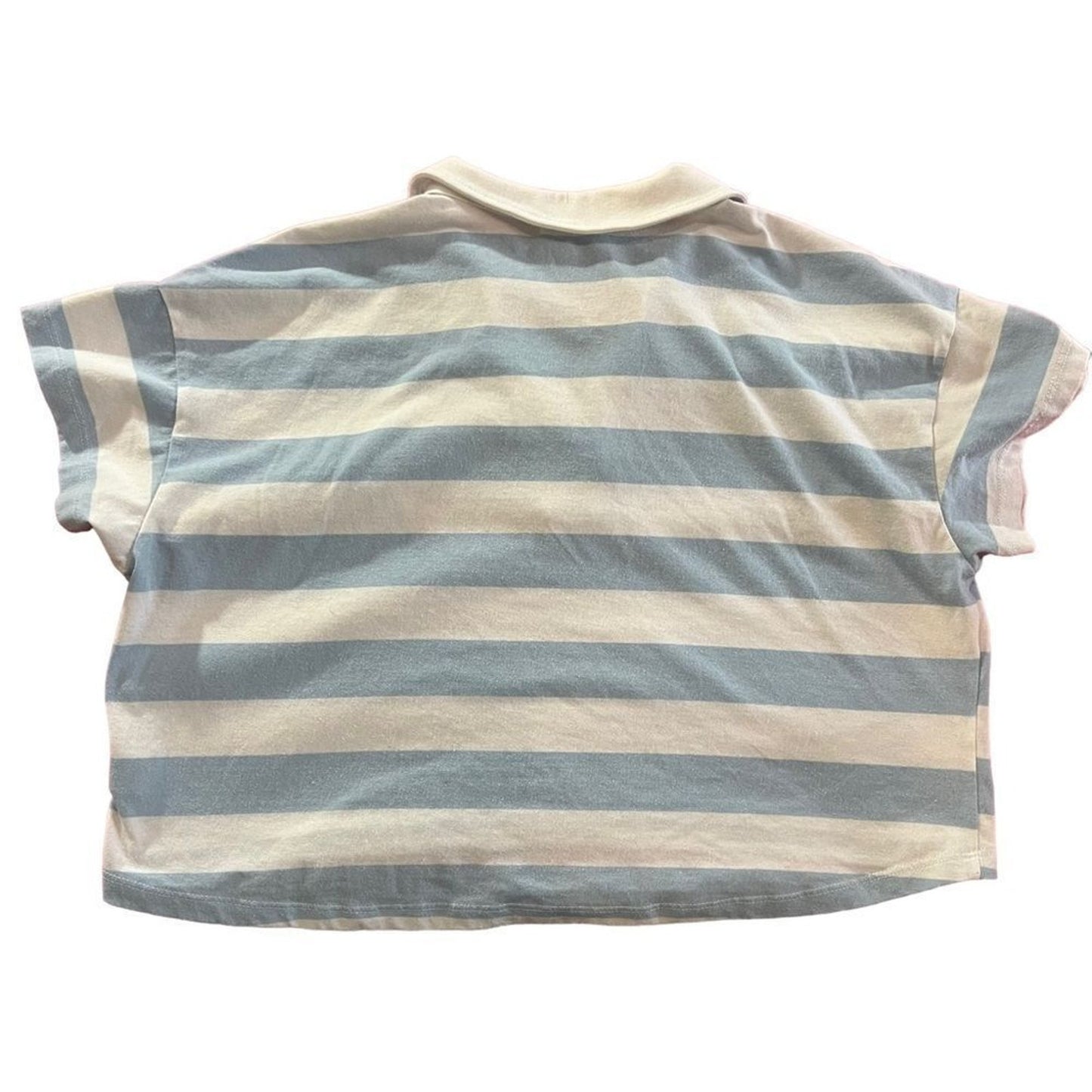Altar’d State Womens Medium Cropped Rugby Polo Shirt Blue & White Striped