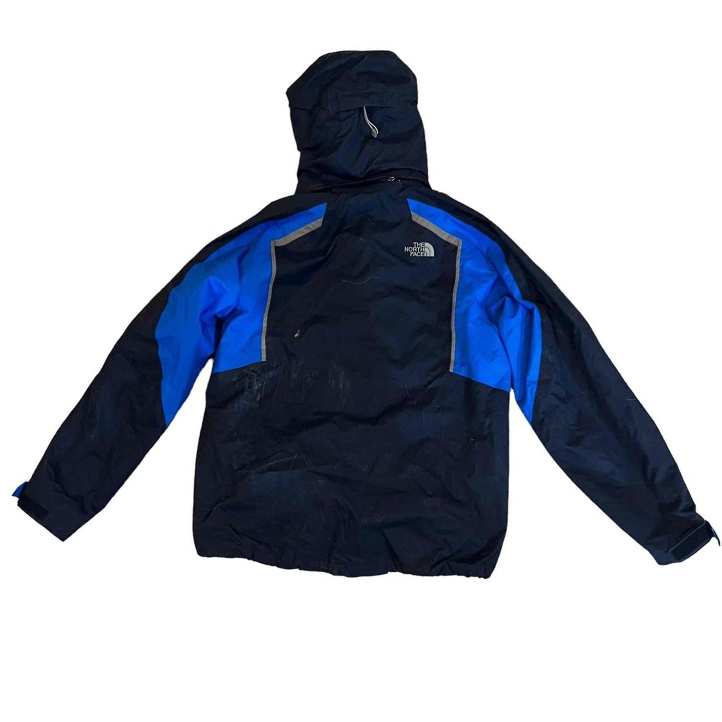 The North Face Mens Hooded Parka Jacket Blue Black Reflective Size Small