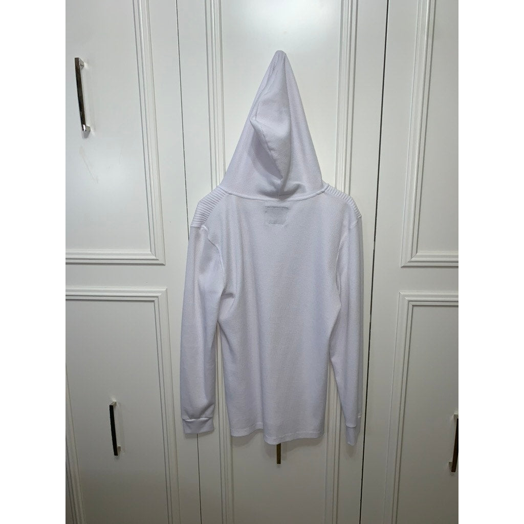 Amongst Others Men's White Knit Shawl Neck Hoodie Sweater Size Large