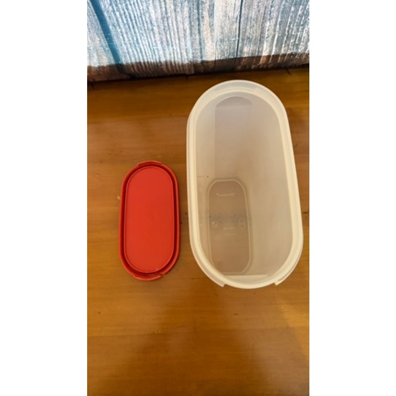 Tupperware Modular Mates Oval 1616-1 Storage Container Red Lid 32 oz