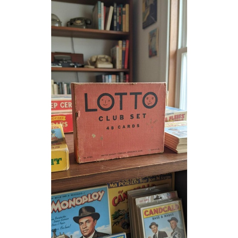 Vintage Milton Bradley LOTTO Club Set 48 Cards WoodenMarkers