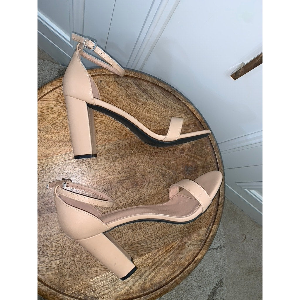 SHEIN Women's Beige Slingback Sandals Size 10 Block Heel Ankle Strap Party