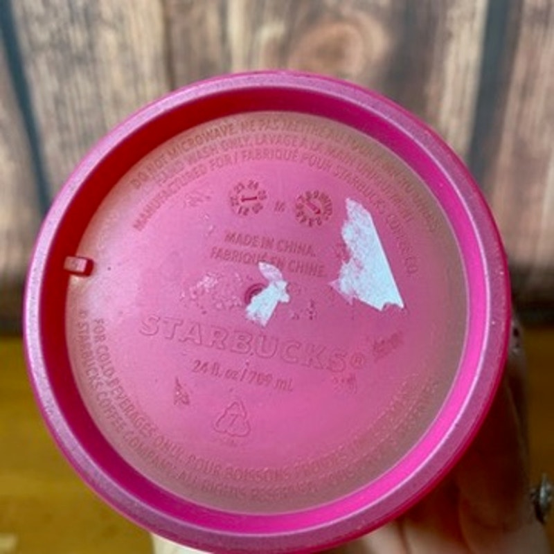 Starbucks Cold Cup 24oz Green Yellow Pink Ombre Grid w/ Lid NO STRAW
