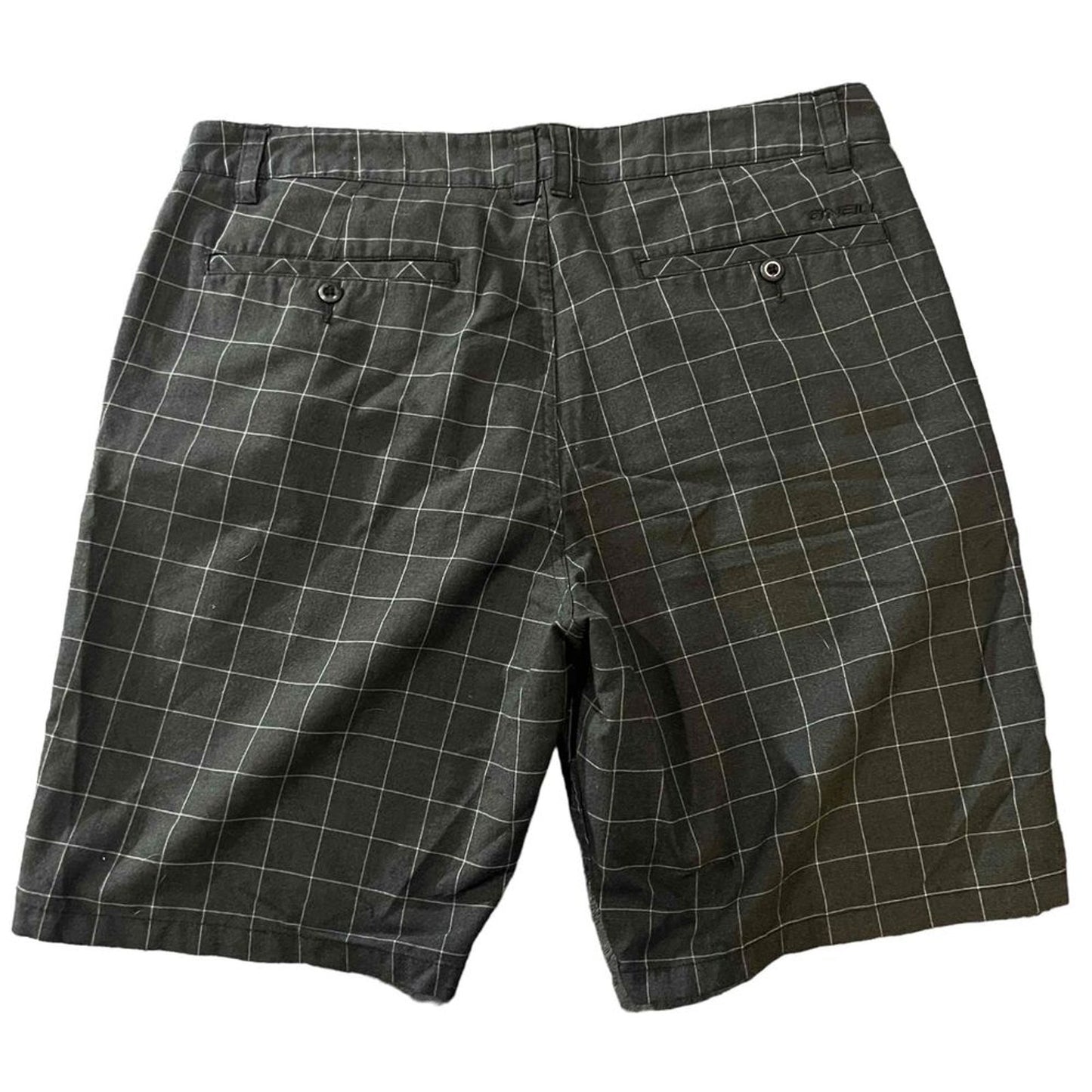 O'Neill Delta Men's Chino Walk Shorts Black Plaid Size 36 Casual Golf
