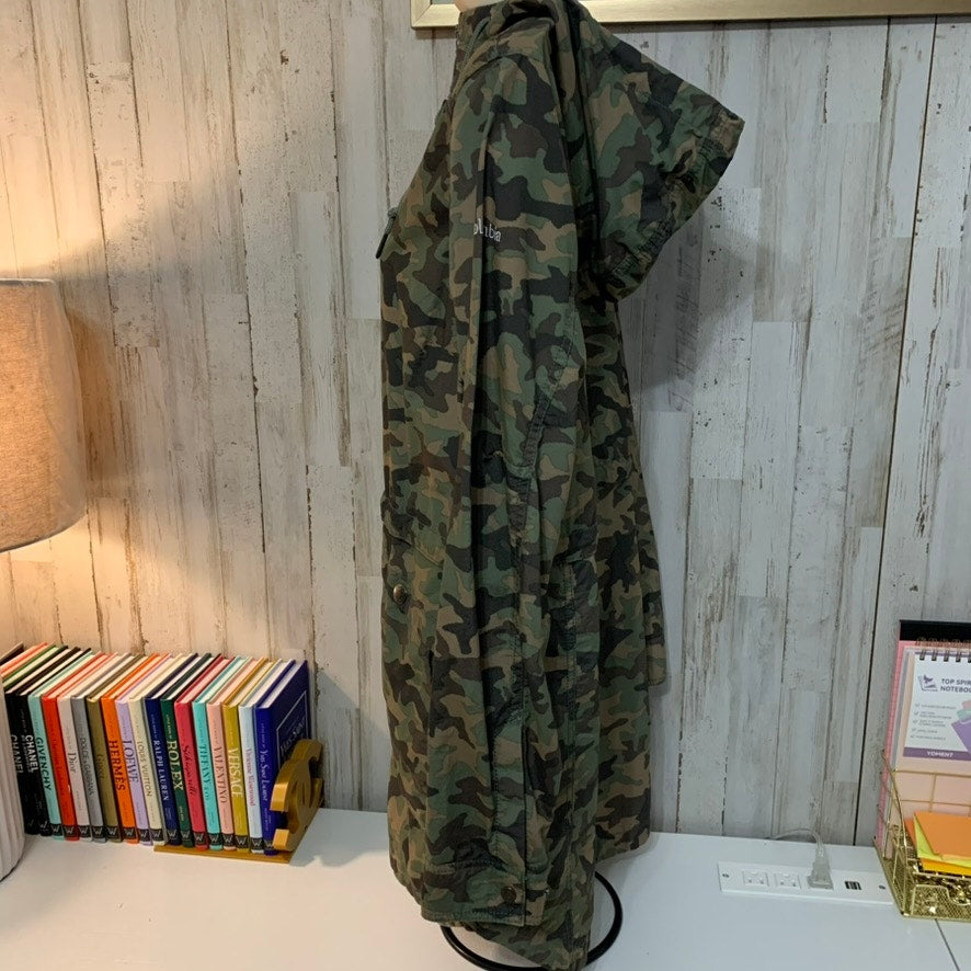Columbia Womens Hooded Jacket Green Camo Full Zip Size Small