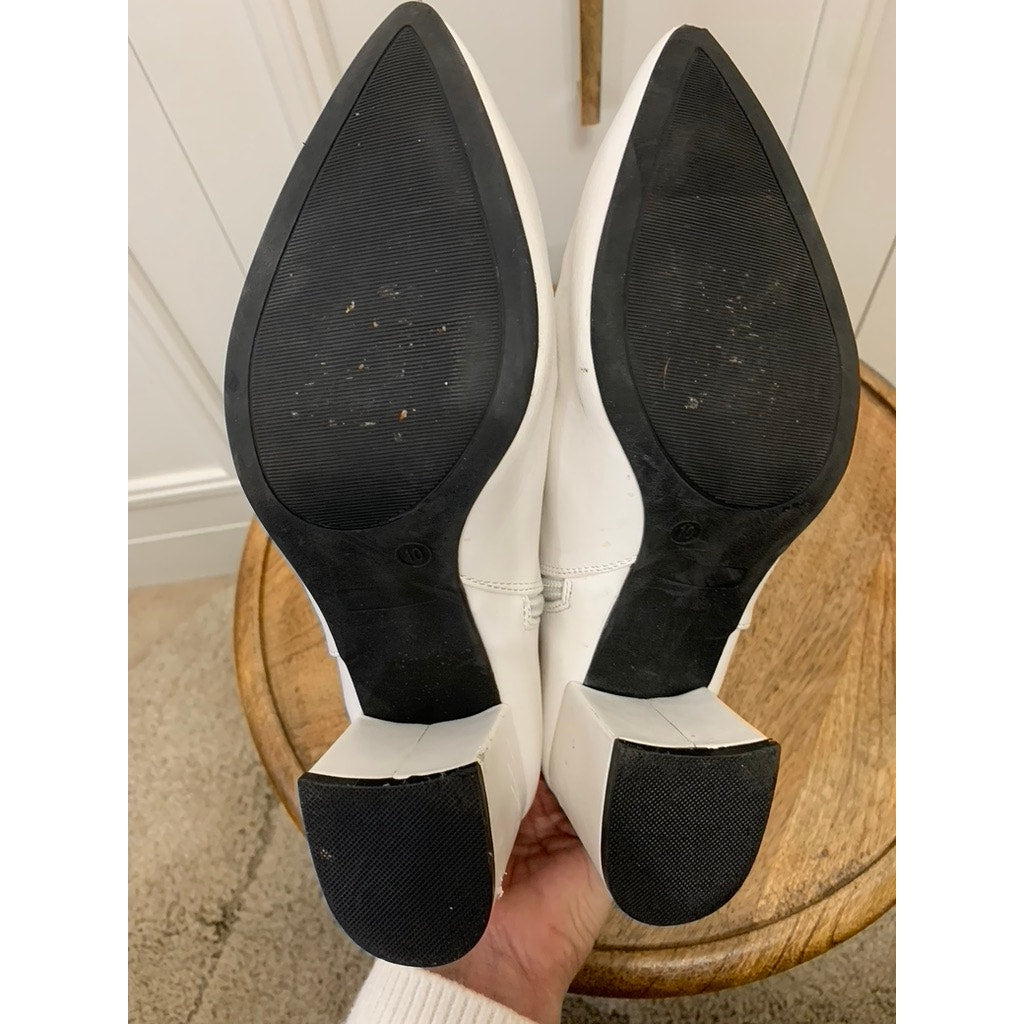 SHEIN Women's White Ankle Booties Size 10 Block Heel Casual