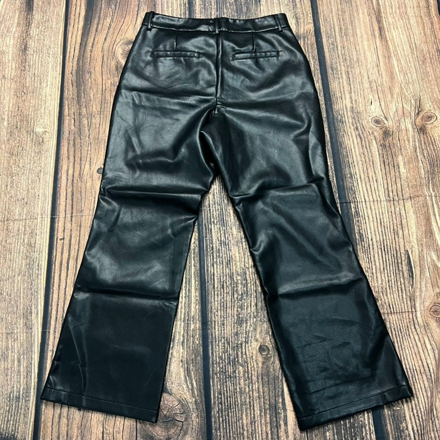 Bagatelle Women's Black Faux Leather Flare Pants Size Small Party/Cocktail