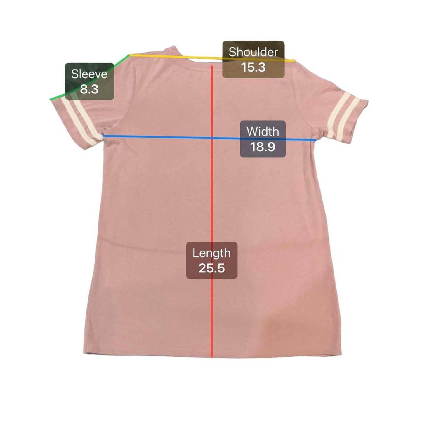 C Short Sleeve Crew Neck Striped Trim Rose Pink T-Shirt Size Medium