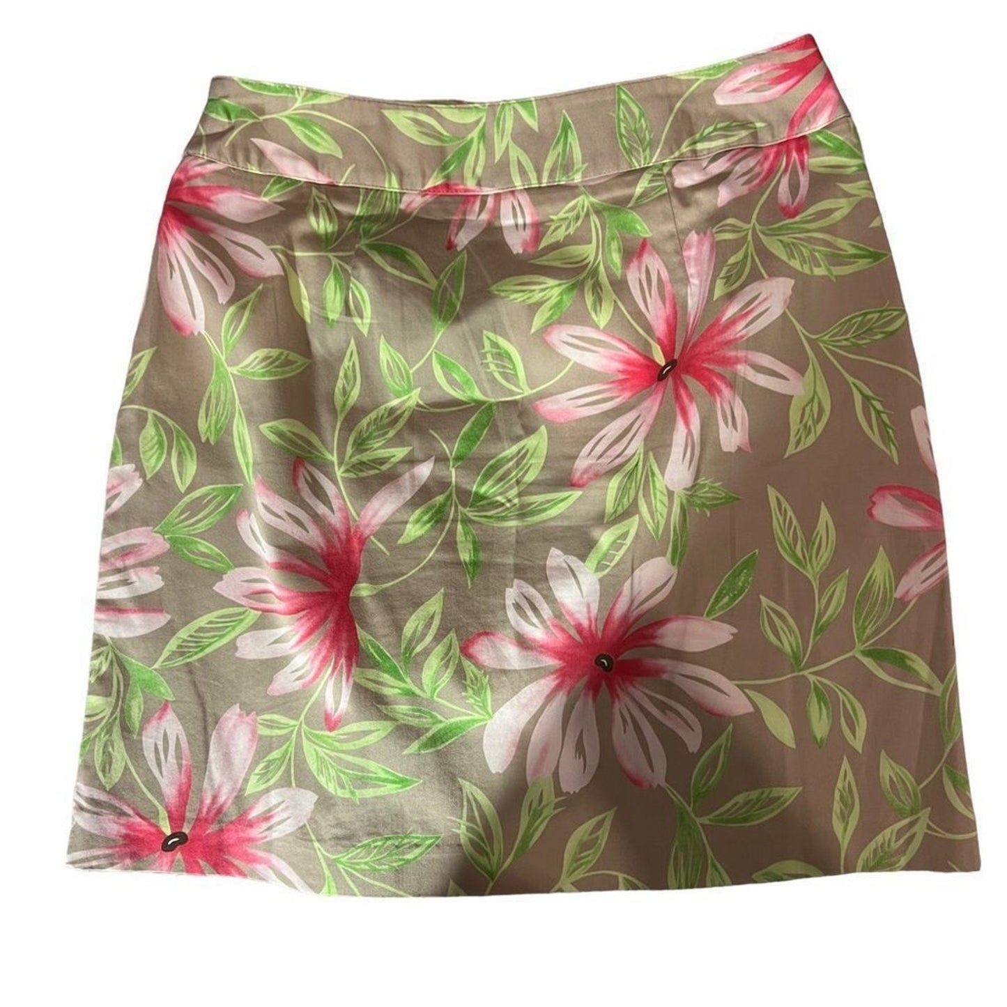Talbots Petites Skirt Womens 10P Beige Floral Stretch Straight Pencil