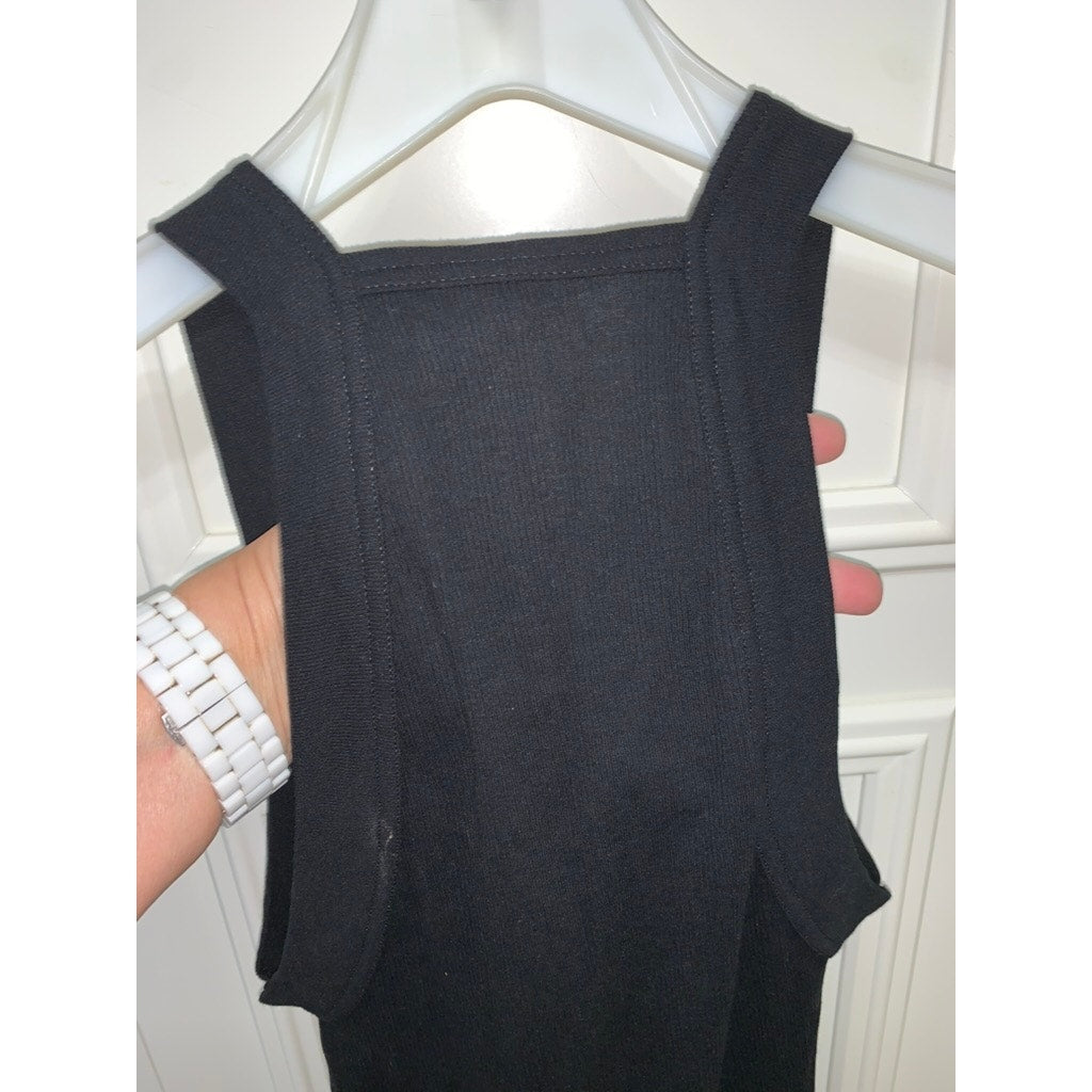 True Religion Women's Black Tank Top Size Large Square Neck Sleeveless