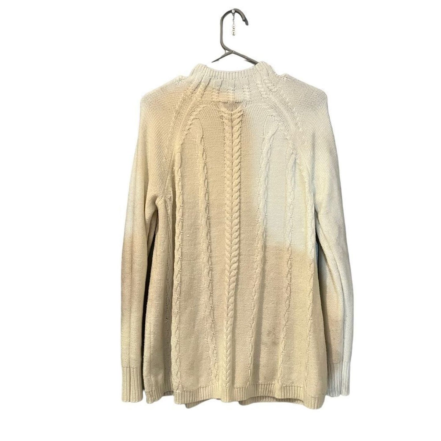 Elle Cable Knit White Sweater Size Large