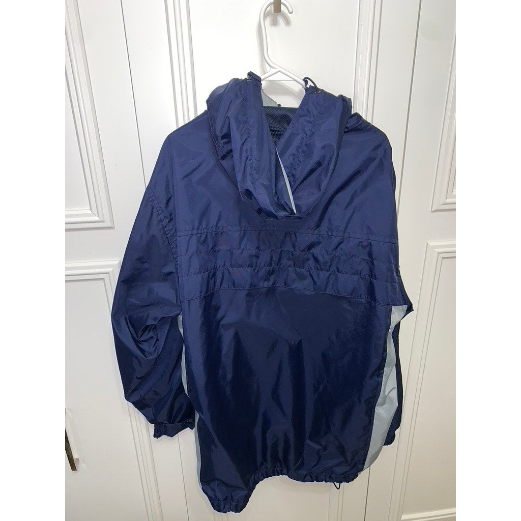 Vintage No Boundaries Unisex Windbreaker Jacket Navy Yellow Large Hooded Zip