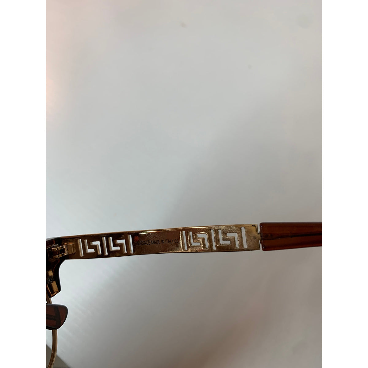 Versace Prescription Eyeglasses Frame Unisex Brown Gold Semi-Rimless Clubmaster Medusa