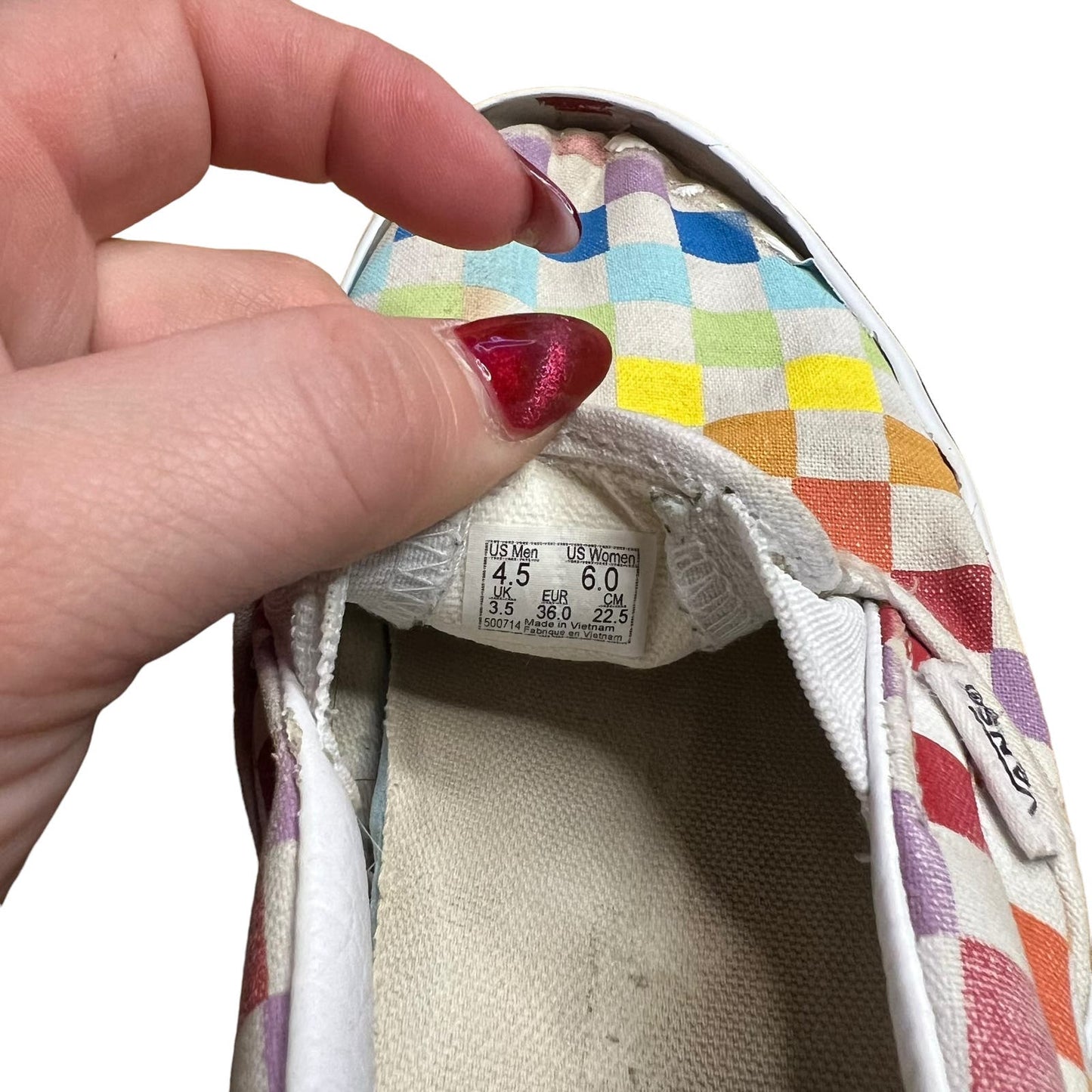 Vans Classic Slip-On Canvas Rainbow Checkerboard Slip-on Unisex Shoes M4.5 / W6