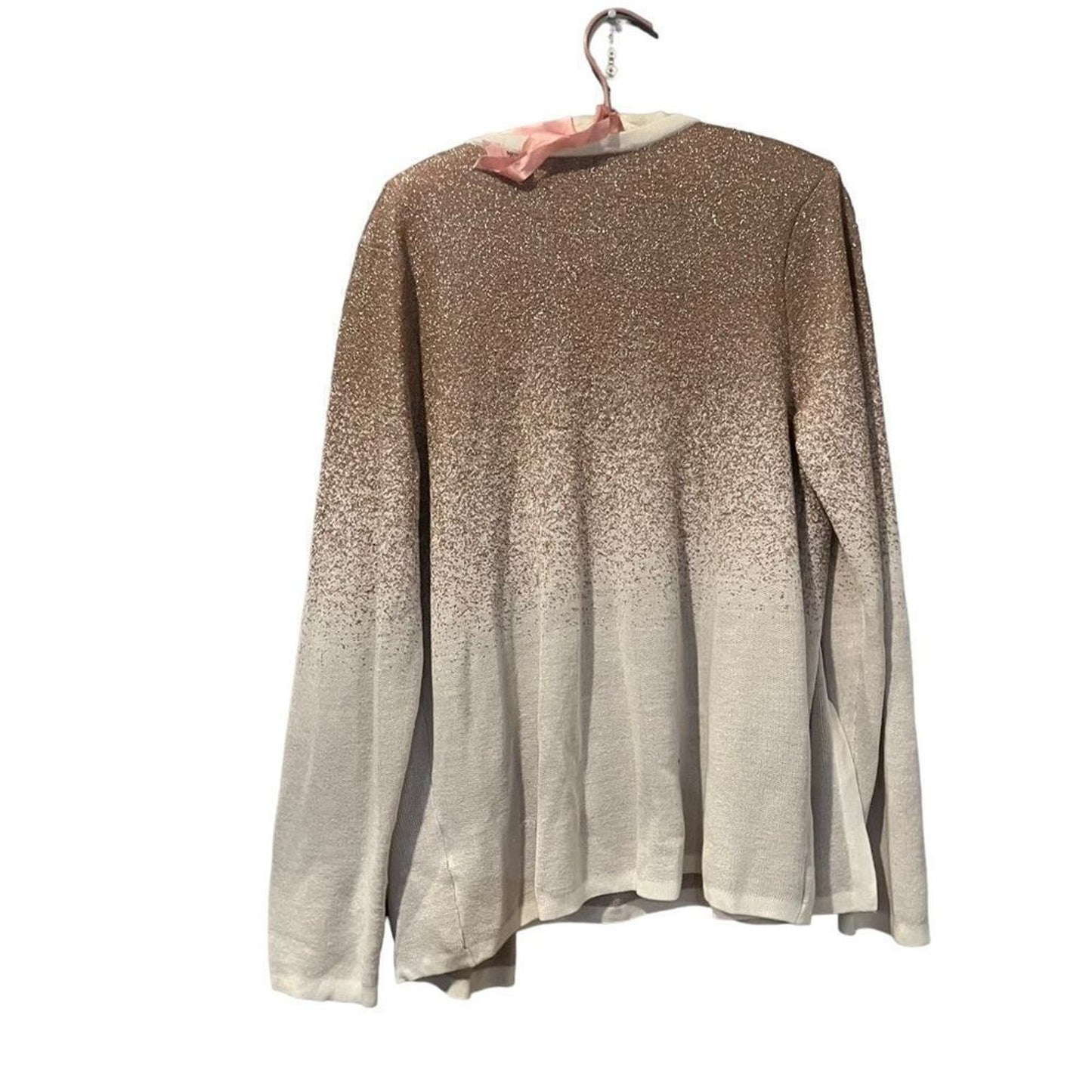 Kim Rogers Cream/Rose Gold V neck Sweater Shirt/ Cardigan Size XL