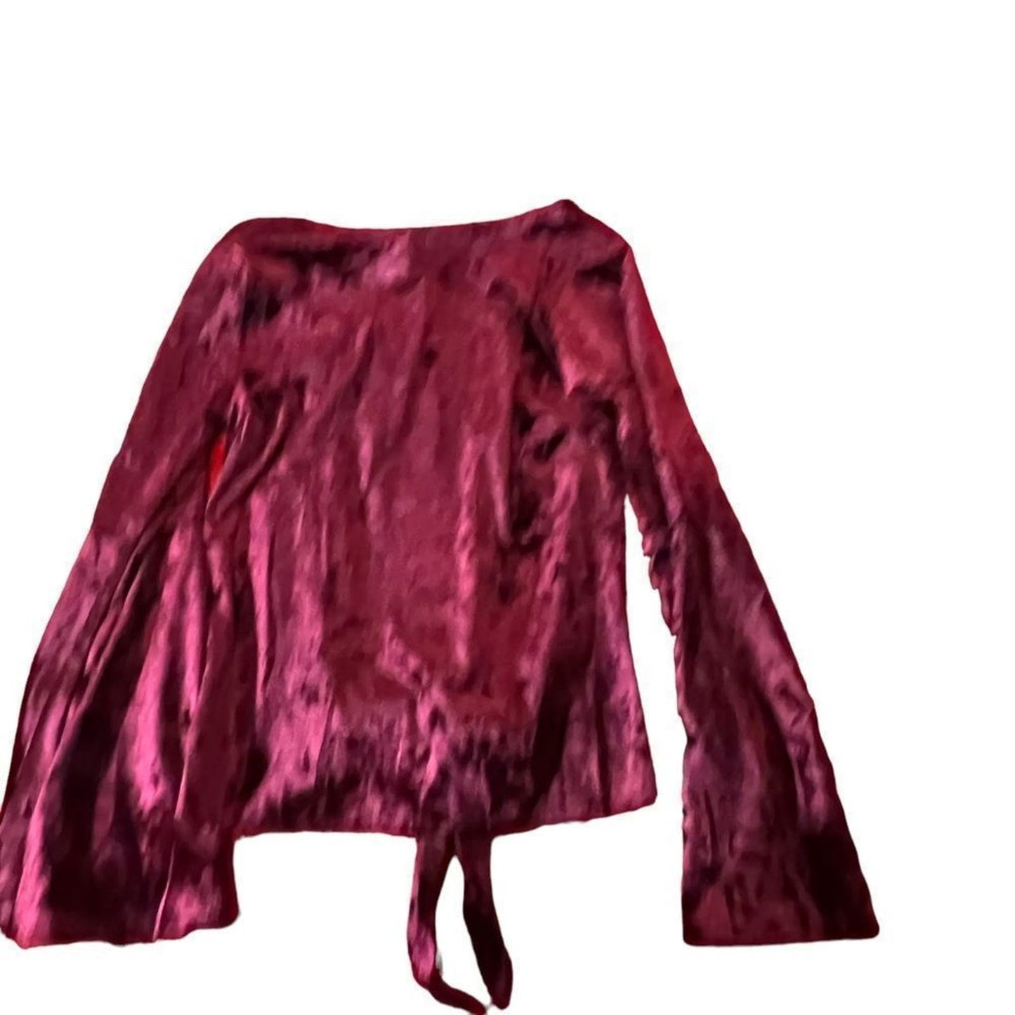 June & Hudson Red Velvet Tie Front Blouse Size Small