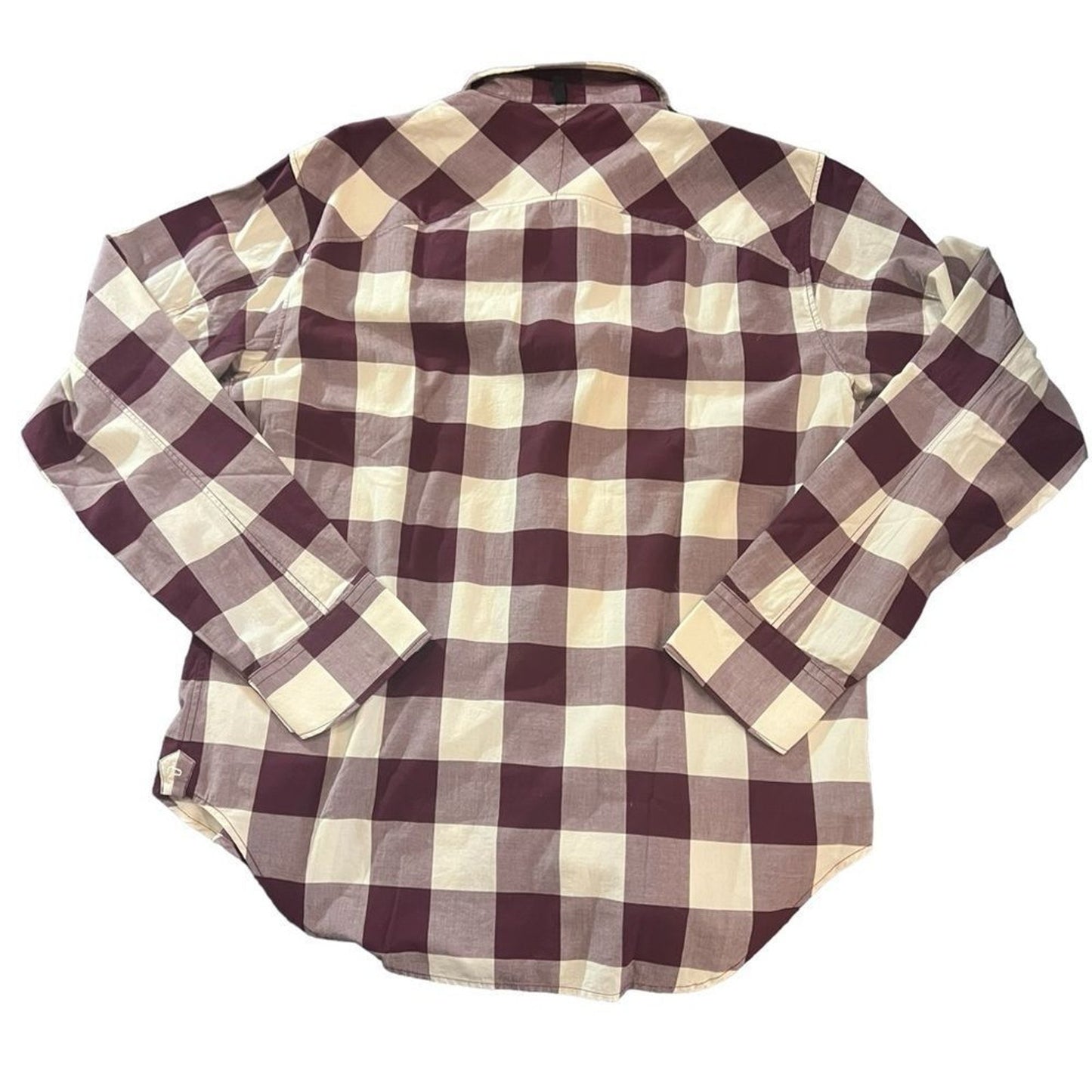 NWT Rag & Bone Button-Up Shirt Mens Large Burgundy Cream Plaid Long Sleeve Slim
