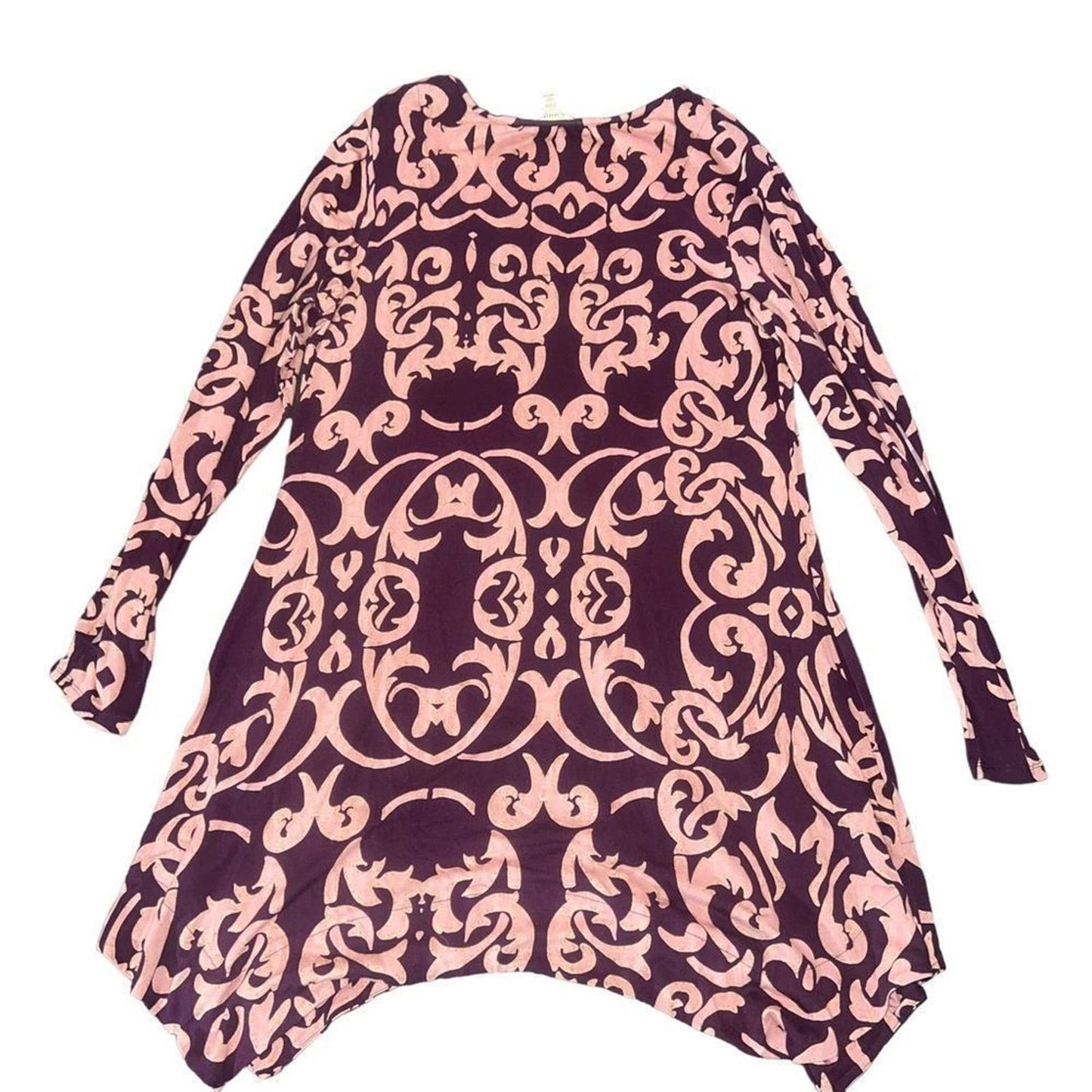 Soma Loungewear Tunic Dress M Wine Pink Handkerchief Hem Long Sleeve Comfy